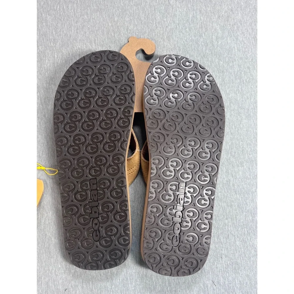 Cobian Lazo Campo Del Sol Mens Tan Premium Leather Flip Flop Sandals Size 12 NEW